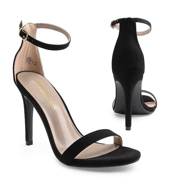 Dream Pairs High Heel Sandals Size 9 Black Open Toe Ankle Strap Women's - Picture 4 of 7
